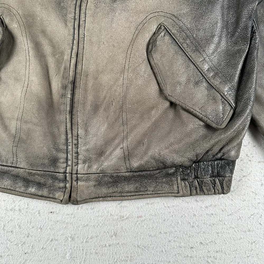 Eddie Bauer Legends Journeyman Bomber Jacket Men's Medium Black Leather Flight - Picture 11 of 16